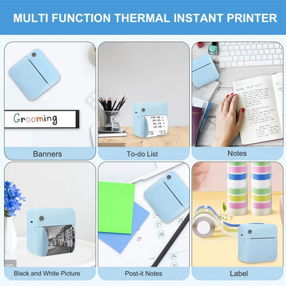 Mini Thermal Printer Simplicity Portable Printer Printing Study Notes Self-Adhesive Label Bluetooth App Multiple Fonts